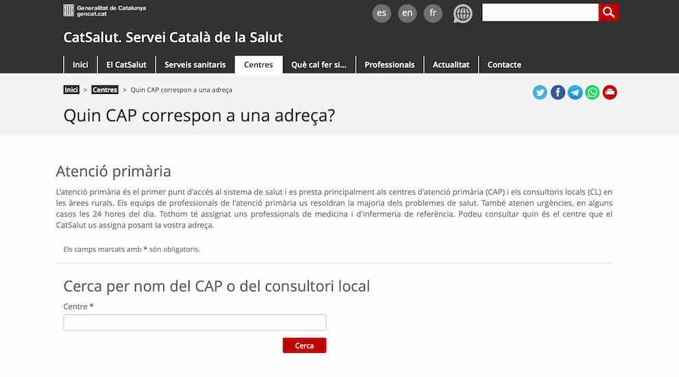 Ärztezentrum finden auf der Webseite der Generalitat