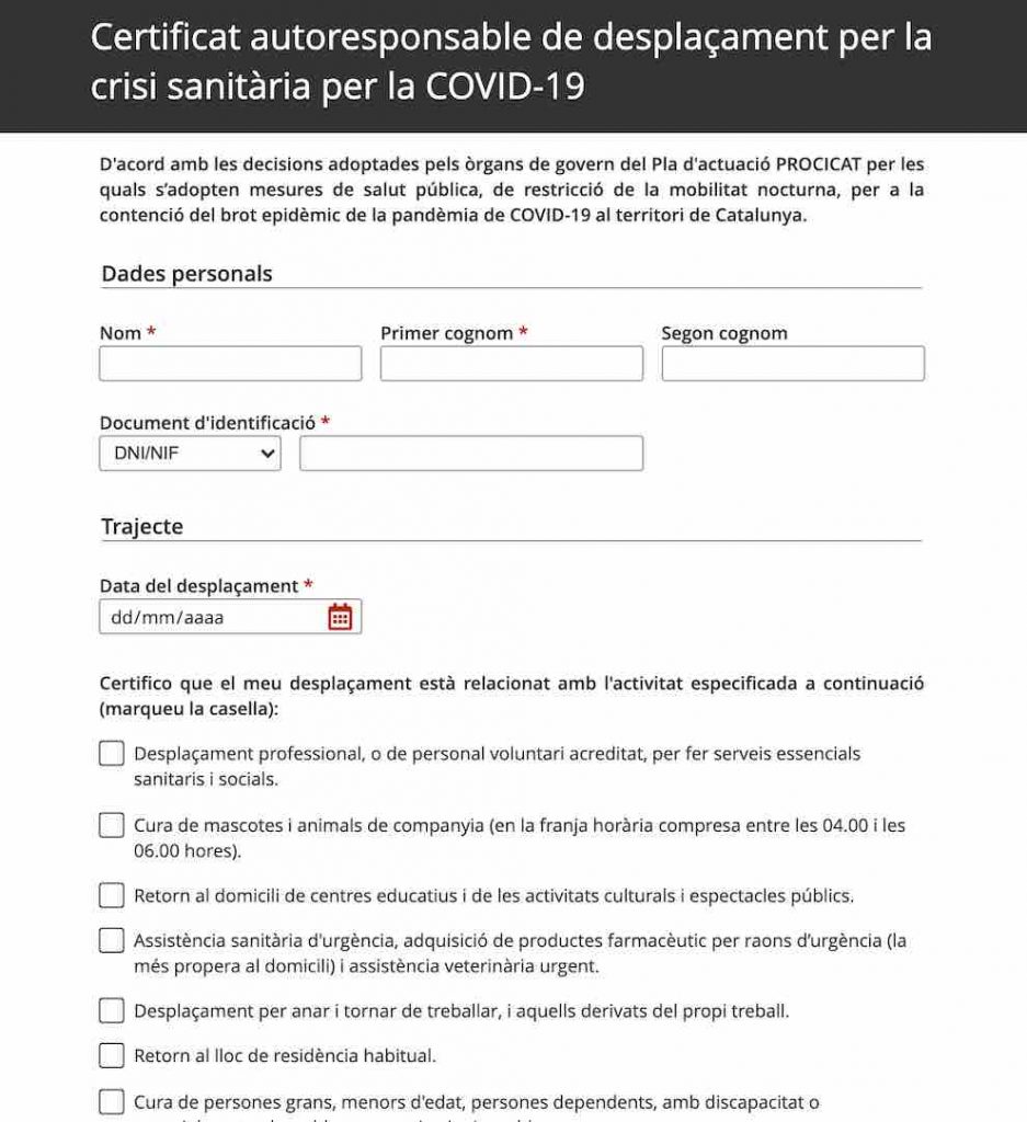 Coronavirus, Covid19, Katalonien, Alarmzustand, Ausgangssperre, Massnahmen
